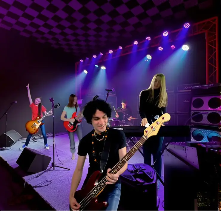 Teen band performing live on the VIP Studios stage